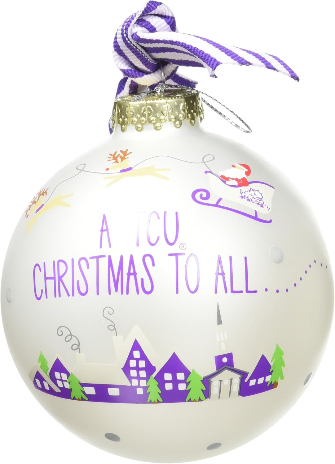 Coton Colors Santa's a TCU Fan Glass Ornament