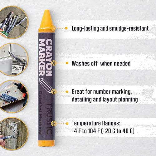 Miniatura 10 de Trustic Marcador universal de cera de crayón para industrial y artesanía, marcado detallado en madera, cartón metálico, cerámica, hormigón, vidrio,