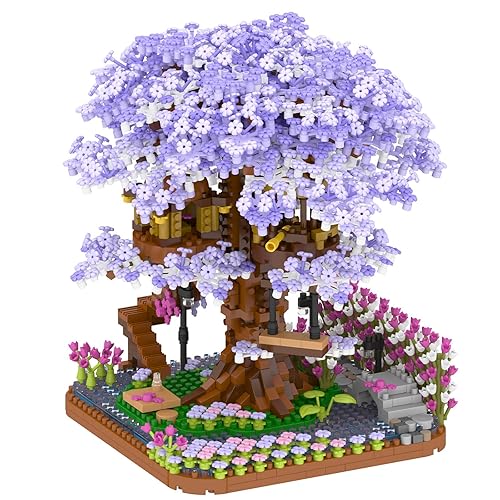 Vziimo Cherry Blossom Bonsai Tree Building Set, Flowers Tree House Model Sets for Adults, 2200Pcs Micro Bricks Collectible Creative Gifts for Adults Girls Boys 14+ - Purplr Cherry Blossom Bonsai