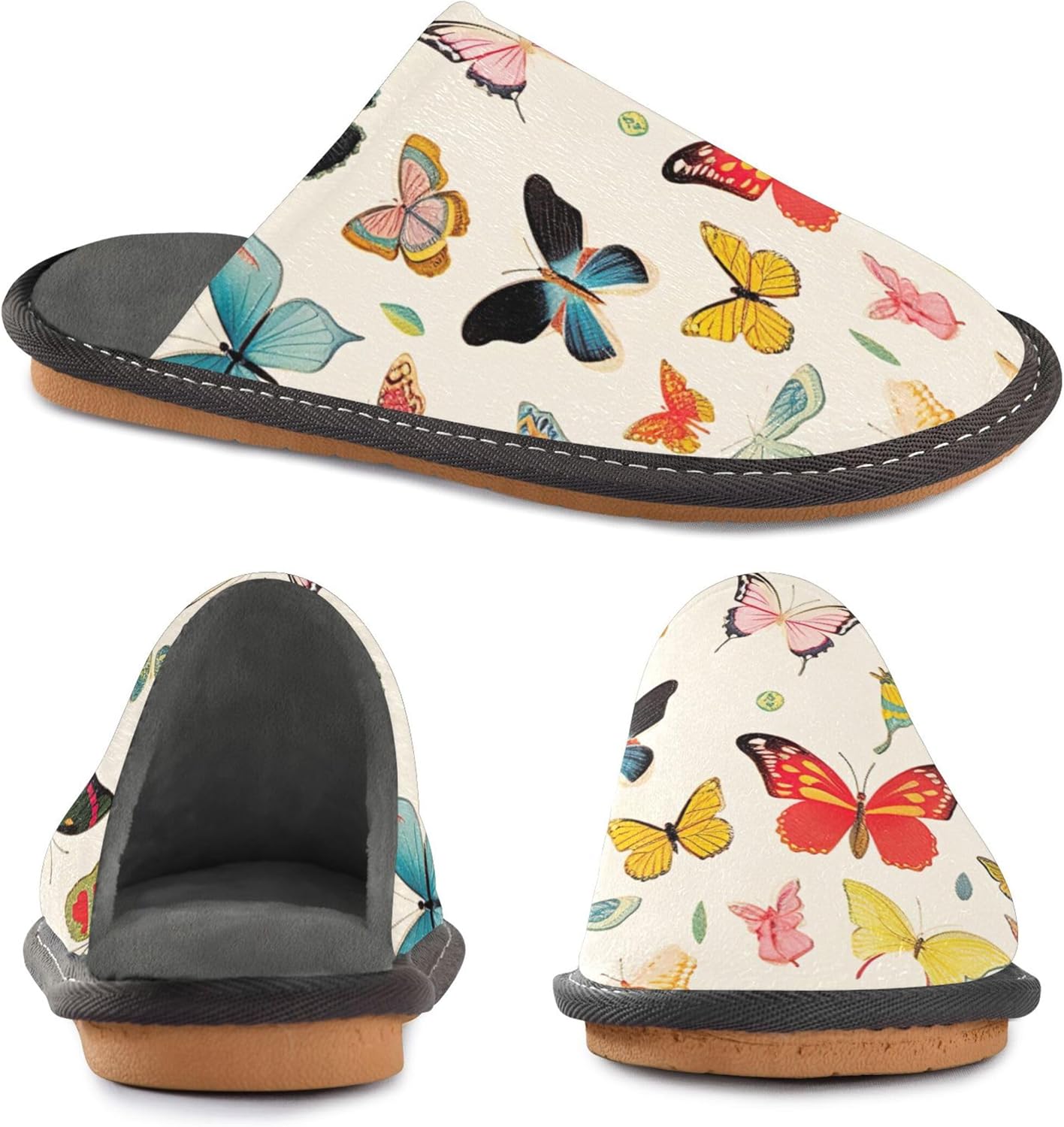 Butterfly House Slippers – Cozy Fuzzy Slippers for Guests, Washable & Disposable, Perfect for Shoeless Home, Spa & Hotel Use A111247