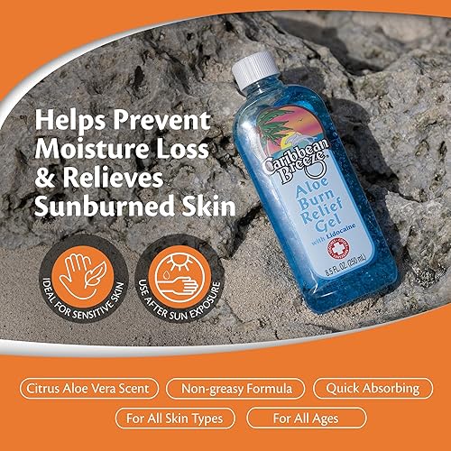 Miniatura 5 de Caribbean Breeze Alivio de quemaduras de aloe, vitamina enriquecida con lidocaína gel de aloe vera para aliviar quemaduras solares, 100% gel de aloe