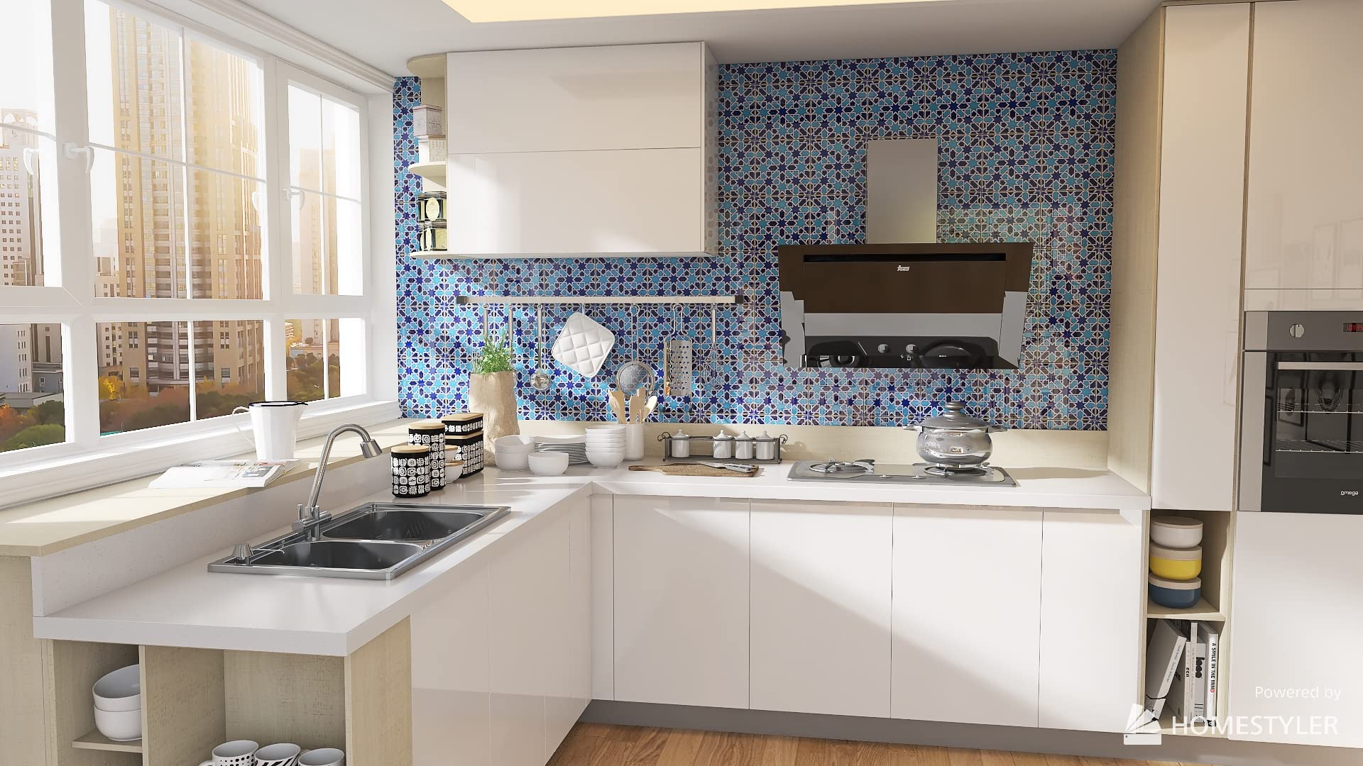 Cerames Azulejos de Cerámica Marroquí Casablanca - Azulejos de mosaico Marroquí para baño, cocina, sala de estar, ducha, debajo de las escaleras | Azulejos marroquíes en estilo oriental 20x20 cm