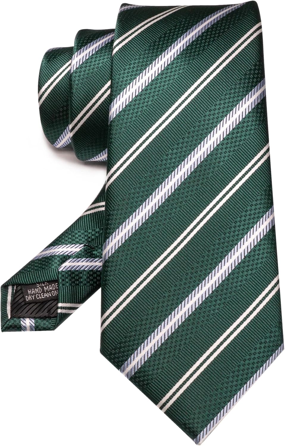 RBOCOTT Silk Stripe Plaid Tie and Pocket Square with Tie Clip Sets for Men - Image 4