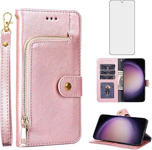 Asuwish Funda de teléfono para S23 LLBB US Rosegold Negro