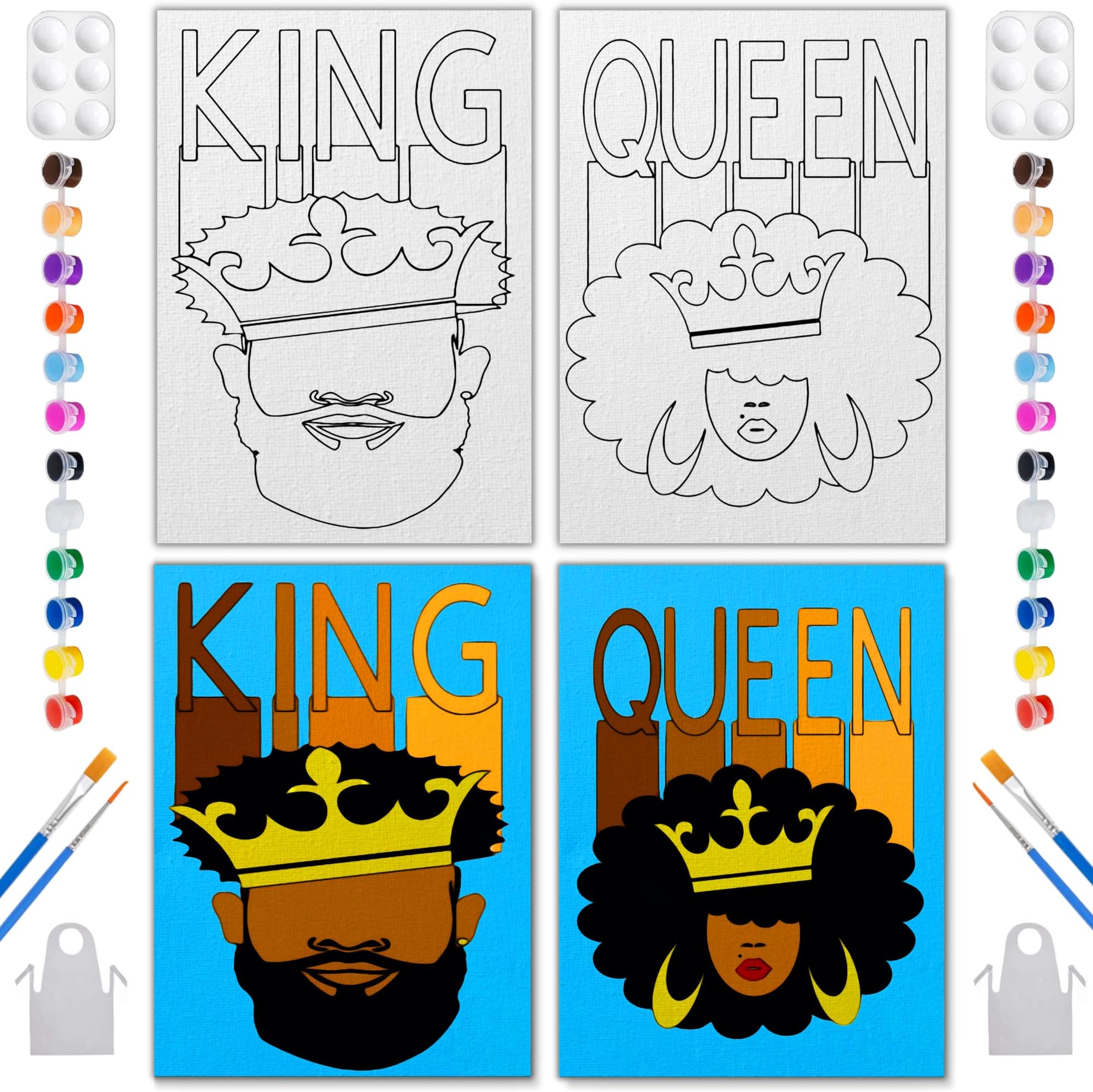 Paint and Sip Kit for Adults, Sip and Paint Kit for Adult's Date Night, Couples Painting Kit Date Night, 9x12 Inch (2 Pack), Sip n Paint Kits, Pre Drawn Canvas for Painting for Adults (KQ 1)