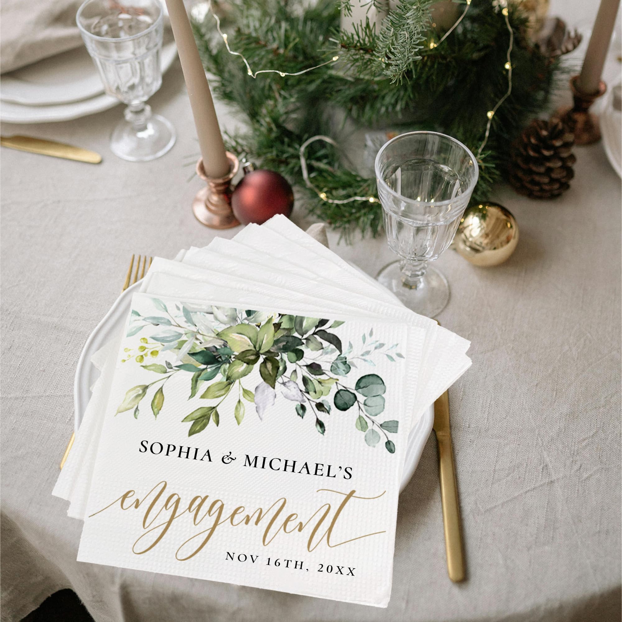 Personalized Engagement Napkins, Custom We're Engaged Napkins, Bridal Shower Couple Shower Party, Engagement Party Supplies, Wedding Reception Decor,