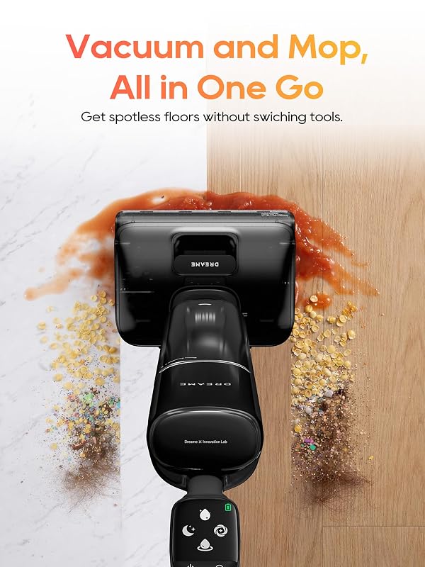 DREAME Aero Wet Dry Vacuum Cleaner, All-in-ONE Vacuum Mop for Wet & Dry Messes, 0 Hair Residue Great for Pet Owners, One-Press Self-Clean, 180° Lie Flat, 35mins Runtime for Hard Floor Cleaning by DREAME - Image 3