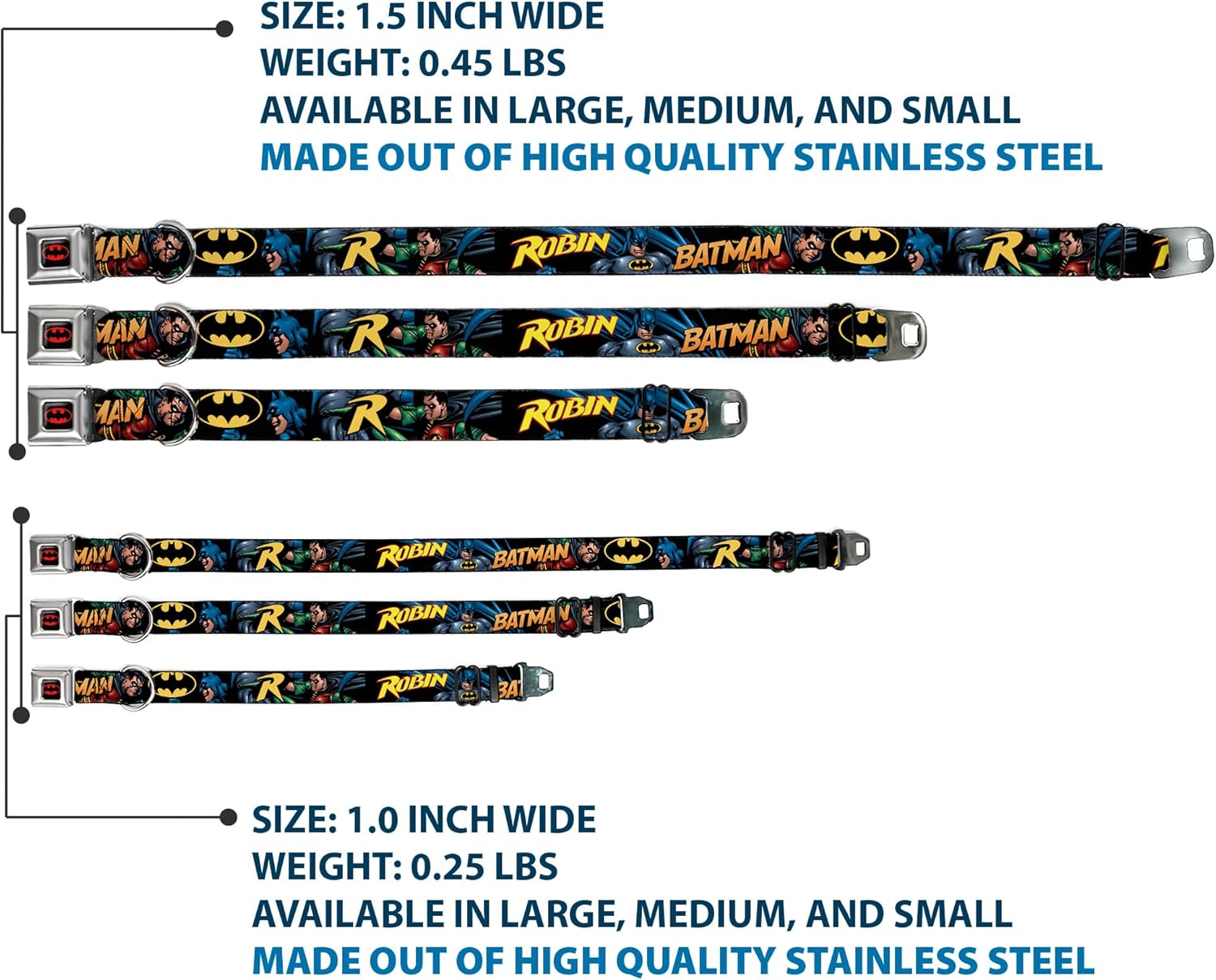 バックルダウン シートベルトバックル ドッグカラー - バットマン&amp;ロビン in Action w/テキスト ブラック -
