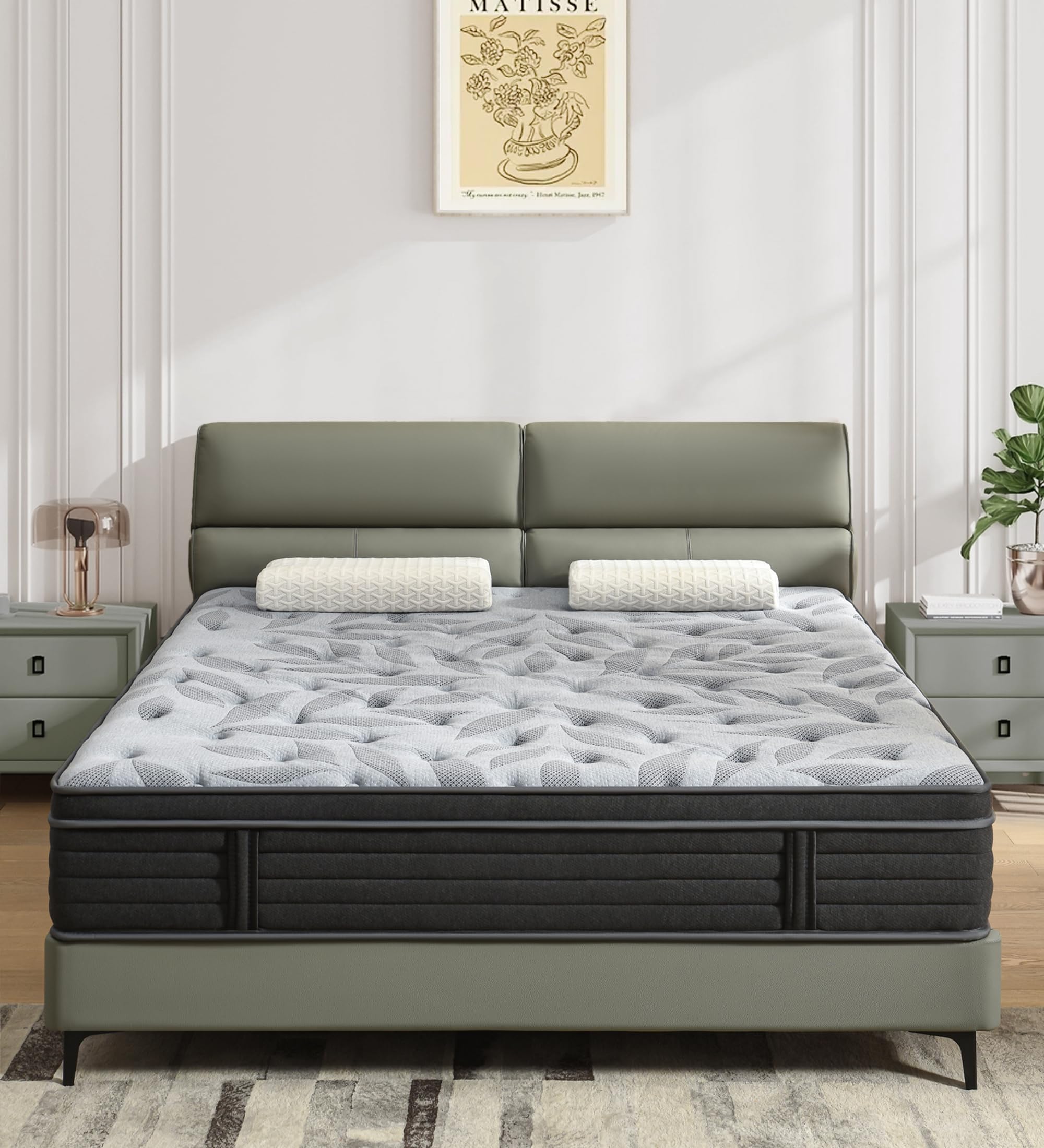 PECHINOU 10 Inch King Size Medium Firm Hybrid Mattress