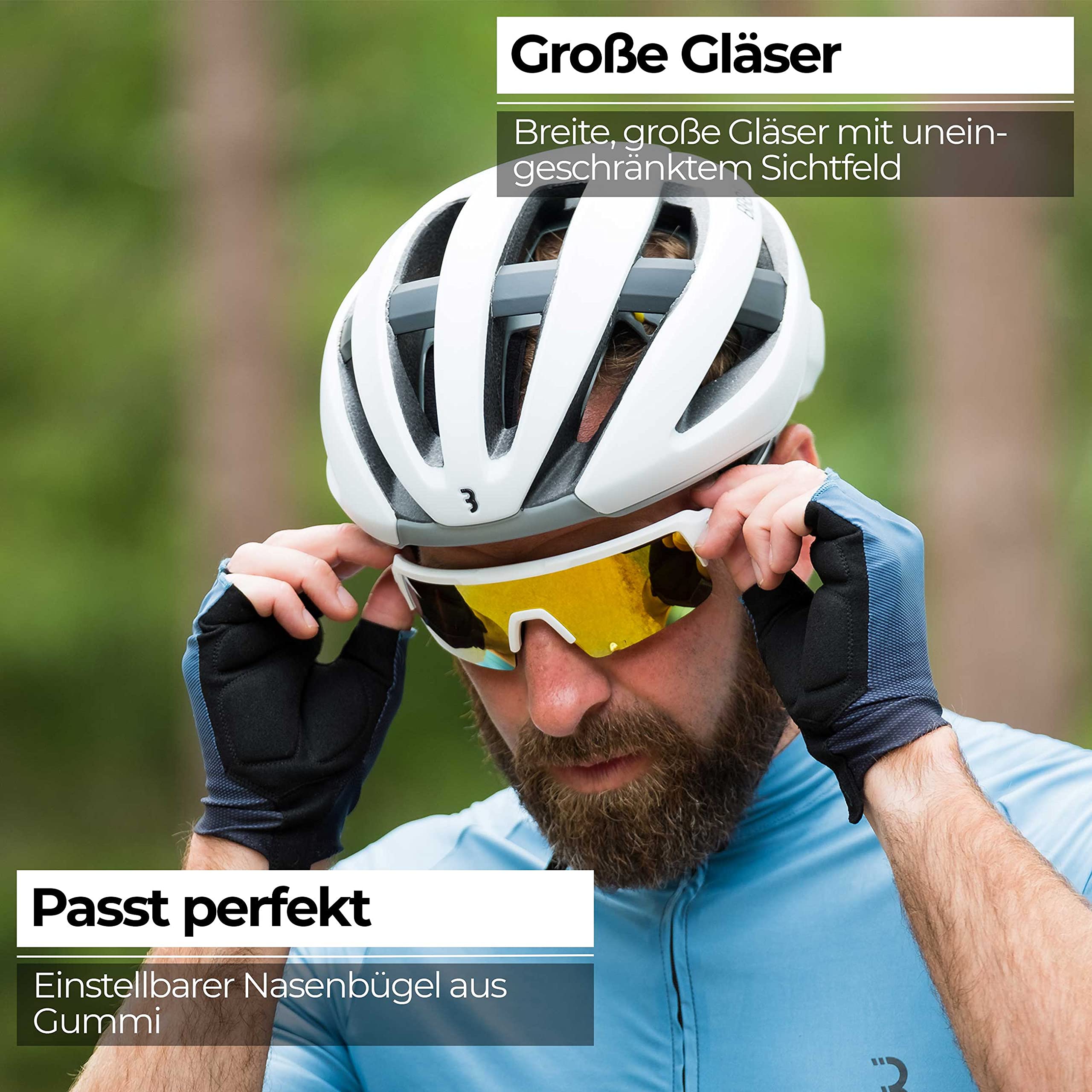 BBB Cycling Unisex-Adult Fahrrad Sportbrille Modernes Großes Glas Grilamid MTB Rennrad Kies Damen und Herren Fuse BSG-65