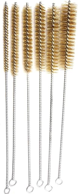 feedal 6 Pcs Brass Tube Cleaning Brush Wire Brush Set Cleaning Polishing Tool Brass Wire Brush Set For Pipe Tube Cylinder Bores Cleaning Hand Tool