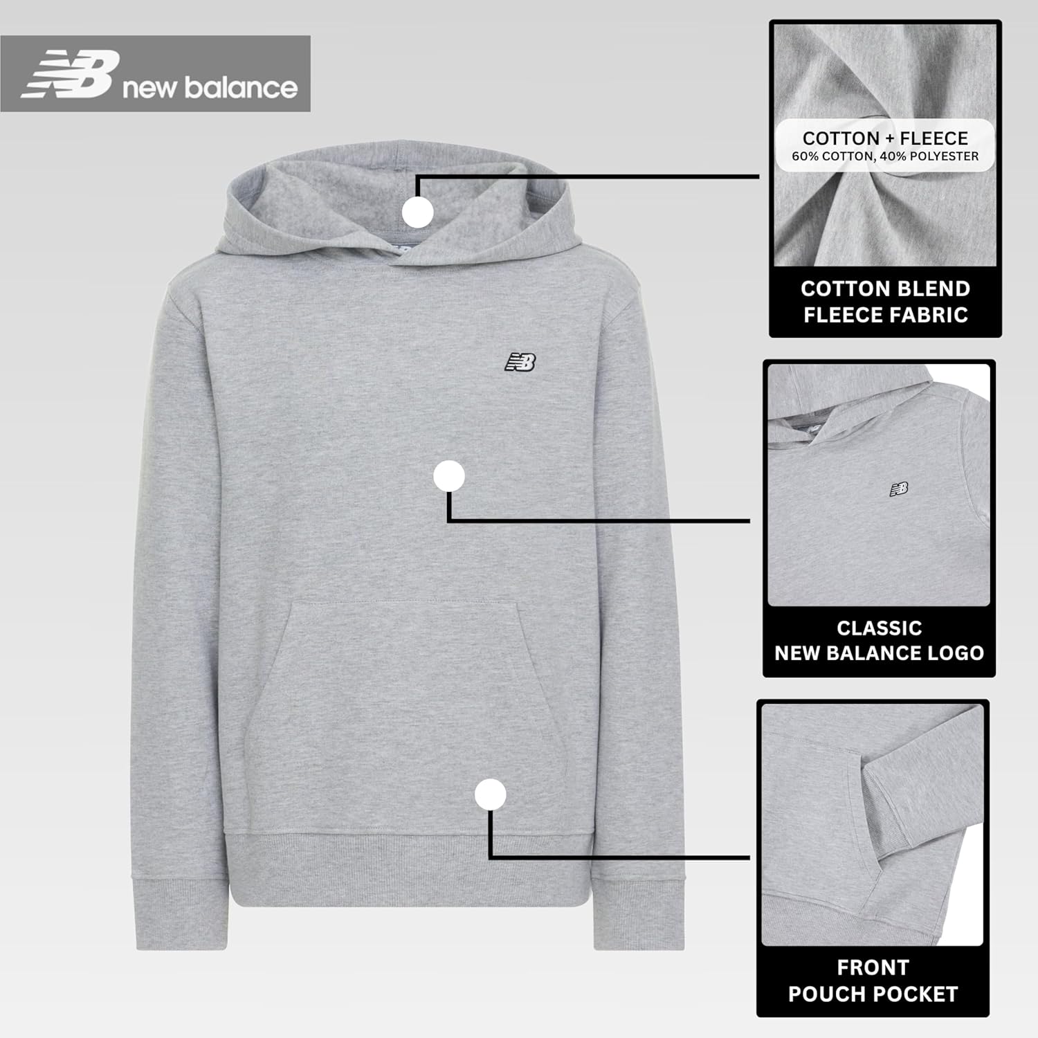 New Balance Boys Hoodie 2-Pack – Premium Comfy Cotton Blended Fleece Pullover Hoodies for Kids, Soft Boys Sweatshirts - Image 7