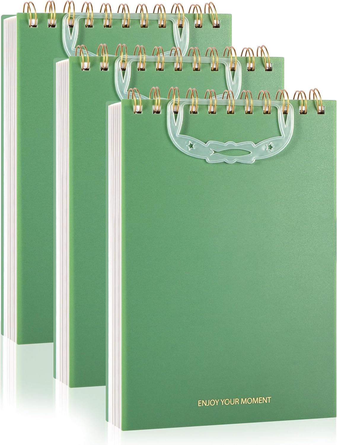 Yoment 3 Pack Steno Pads Spiral 6 x 9 Inch, 80 Sheets (160 Pages) Top Bound Spiral Notebook College Ruled Flip Notebooks Left Handed Notebooks for School Work, Green