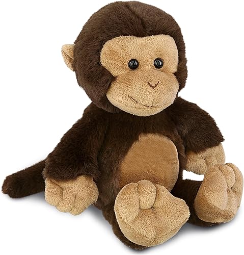 DolliBu Plush Monkey Stuffed Animal - Super Soft Stuffed Animal Monkey Doll, Brown Wildlife Animal Toy, Fluffy Plush Toy for Boys and Girls, Cute
