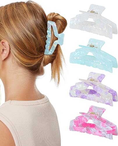 HOKEMP 4 Pcs Hair Claw Clips for Women - Medium Banana Claw Clip Non-Slip Acryli