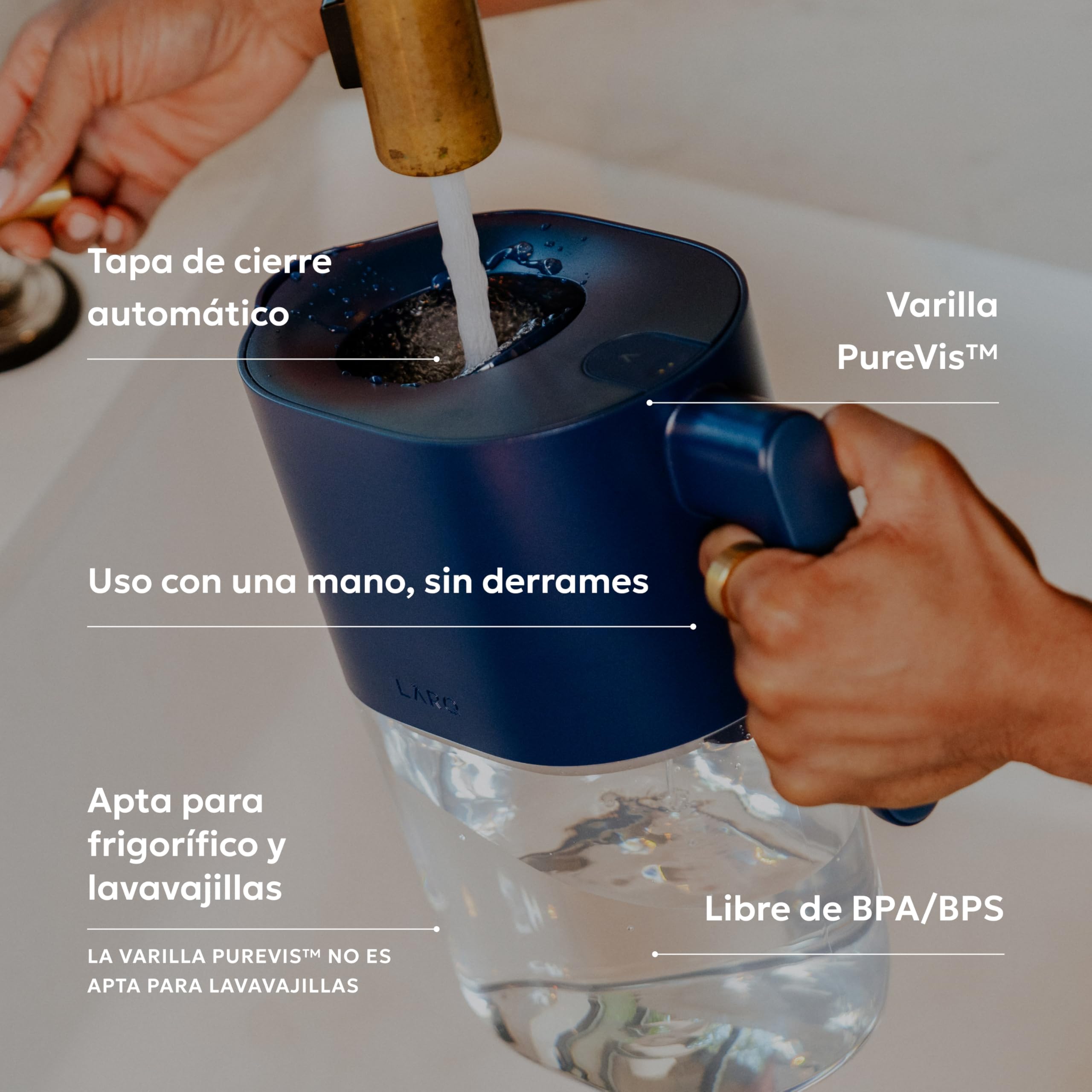 LARQ PureVis 3 en 1 Jarra Filtrante de Agua | Purificación UV | Seguimiento de Hidratación App | Elimina PFAS, Cloro, Cal & Plomo | 1,9 L | Garantía 2 Años