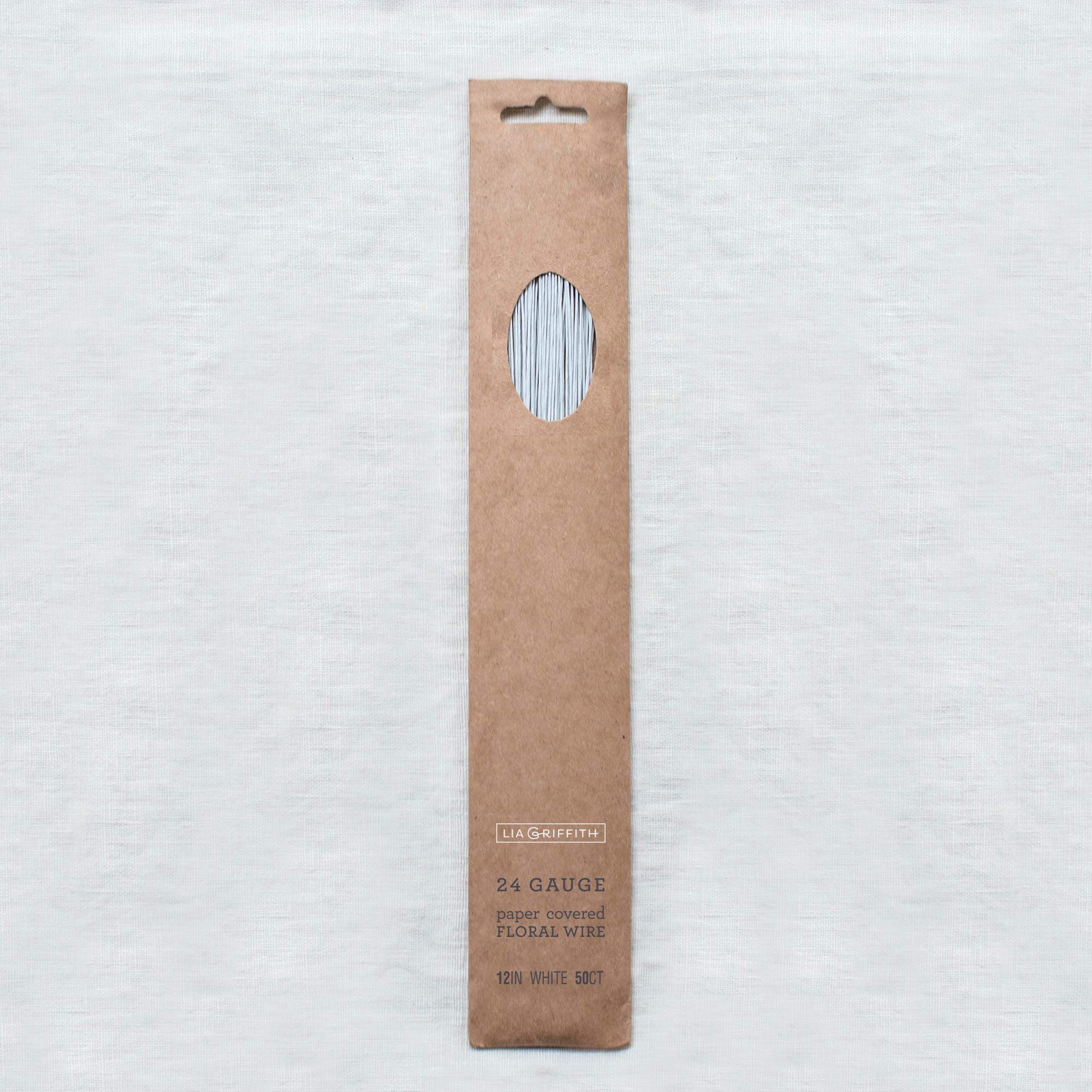 Lia Griffith Floral Wire PLG43004, 24 Gauge, 12" Length, White 50 Count