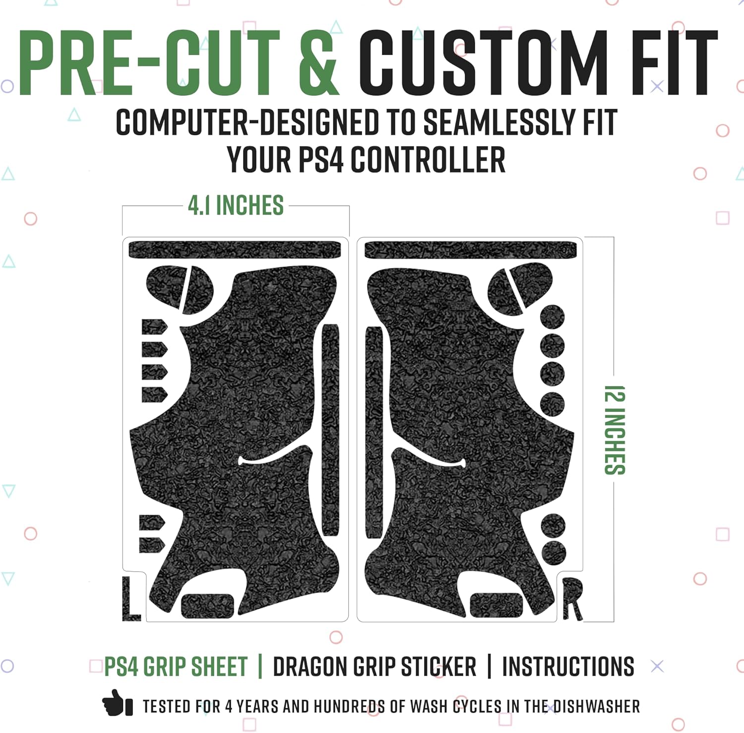 Dragon Grips PS4 Controller Grip, 24 Pcs Black Textured Non-Slip Rubber PS4 Controller Grips Stickers, Perfectly Fit to Any Handles, Trigger Buttons & D-pad, Sweat Resistant to Enhance Gaming Control - Image 6