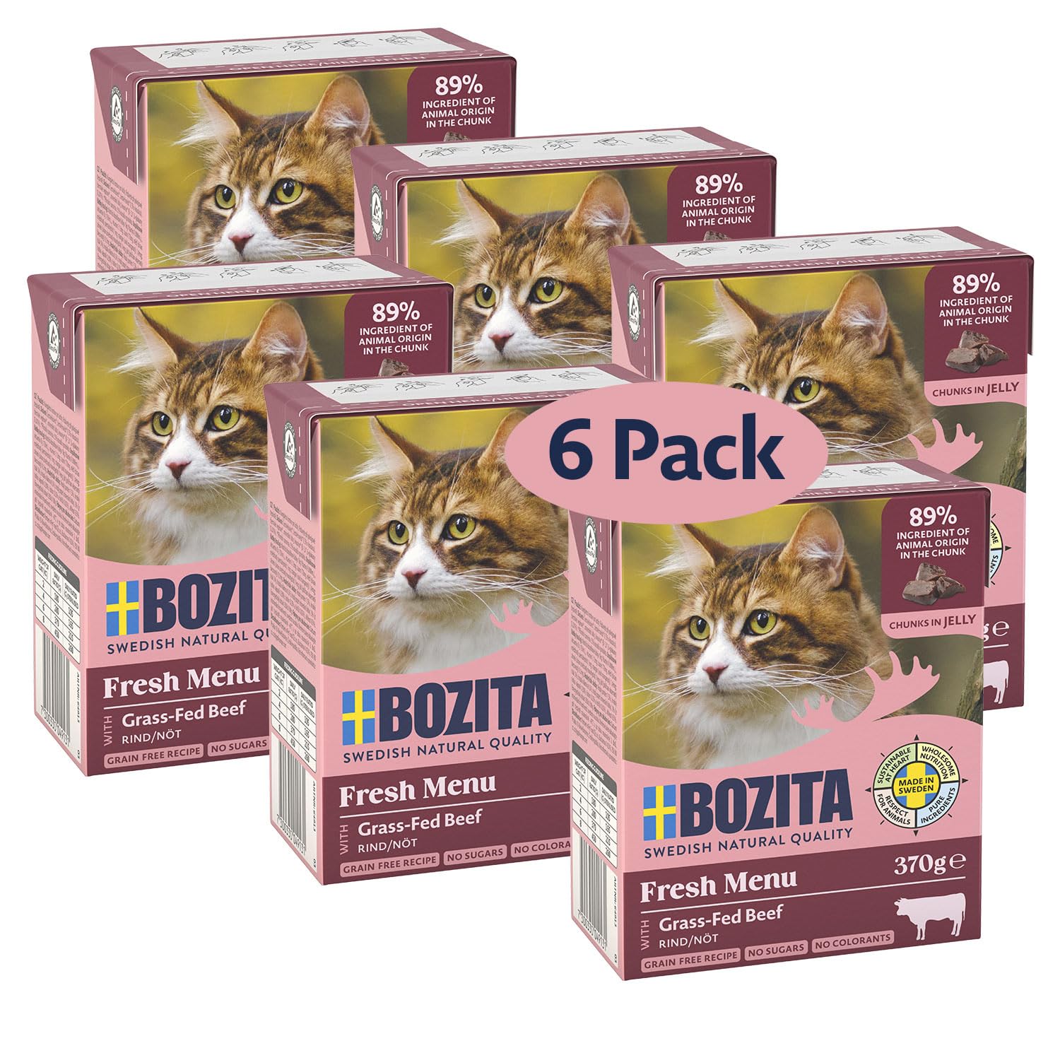 Bozita Katzenfutter Probierpack 6x370g - 3 Sorten Ohne Getreide & Zucker