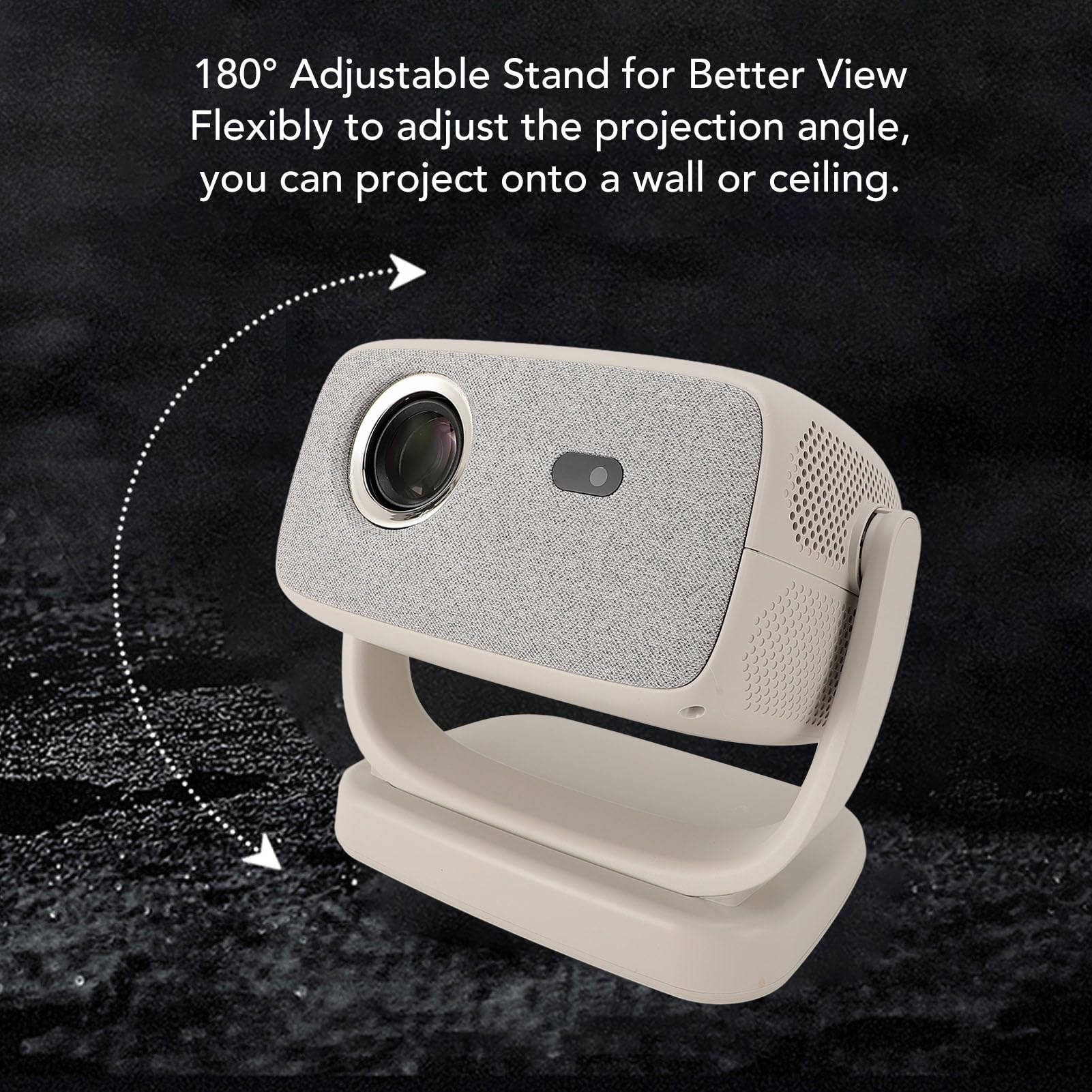 Mini Proiettore, Videoproiettore Portatile 4K Ruotabile 180° con Bluetooth 5.3, Messa Fuoco Elettronica, Correzione Automatica, Piccolo Proiettore Home Theater per Film (Spina