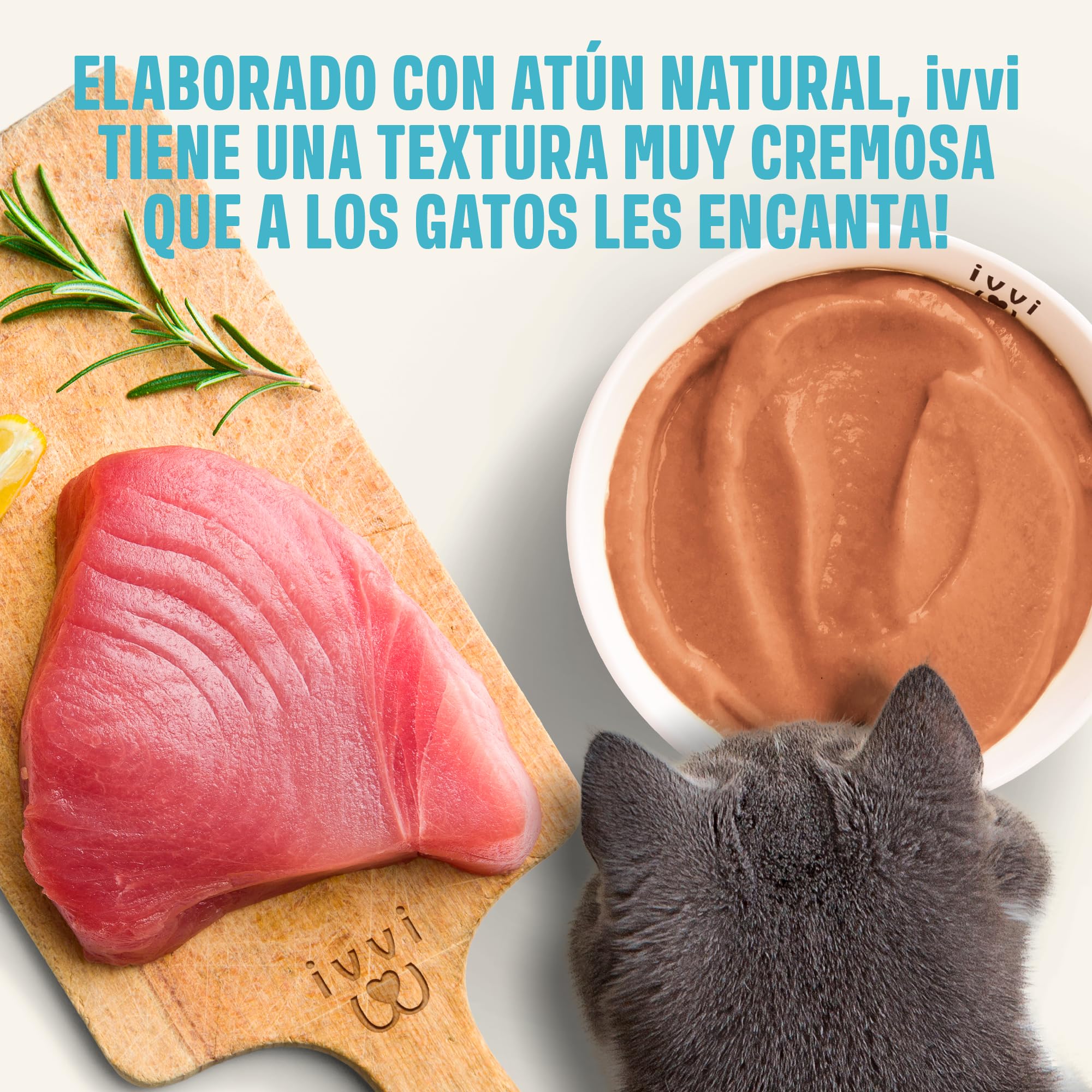 ivvi Esencia Multivitamínica para Gatos – Snack Cremoso con Atún Real – con Vitaminas B, Vitaminas A, D3 y E, Biotina, L-lisina, Magnesio y Mejillón de Labio Verde – 30 x 15 g
