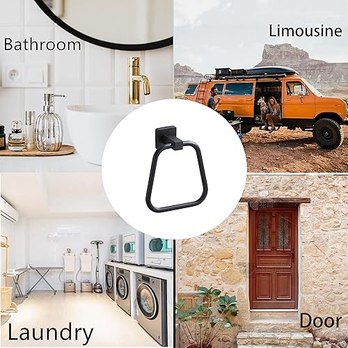Miniatura 7 de Toallero negro mate para baño, soporte para toallas de baño, soporte de pared de acero inoxidable resistente
