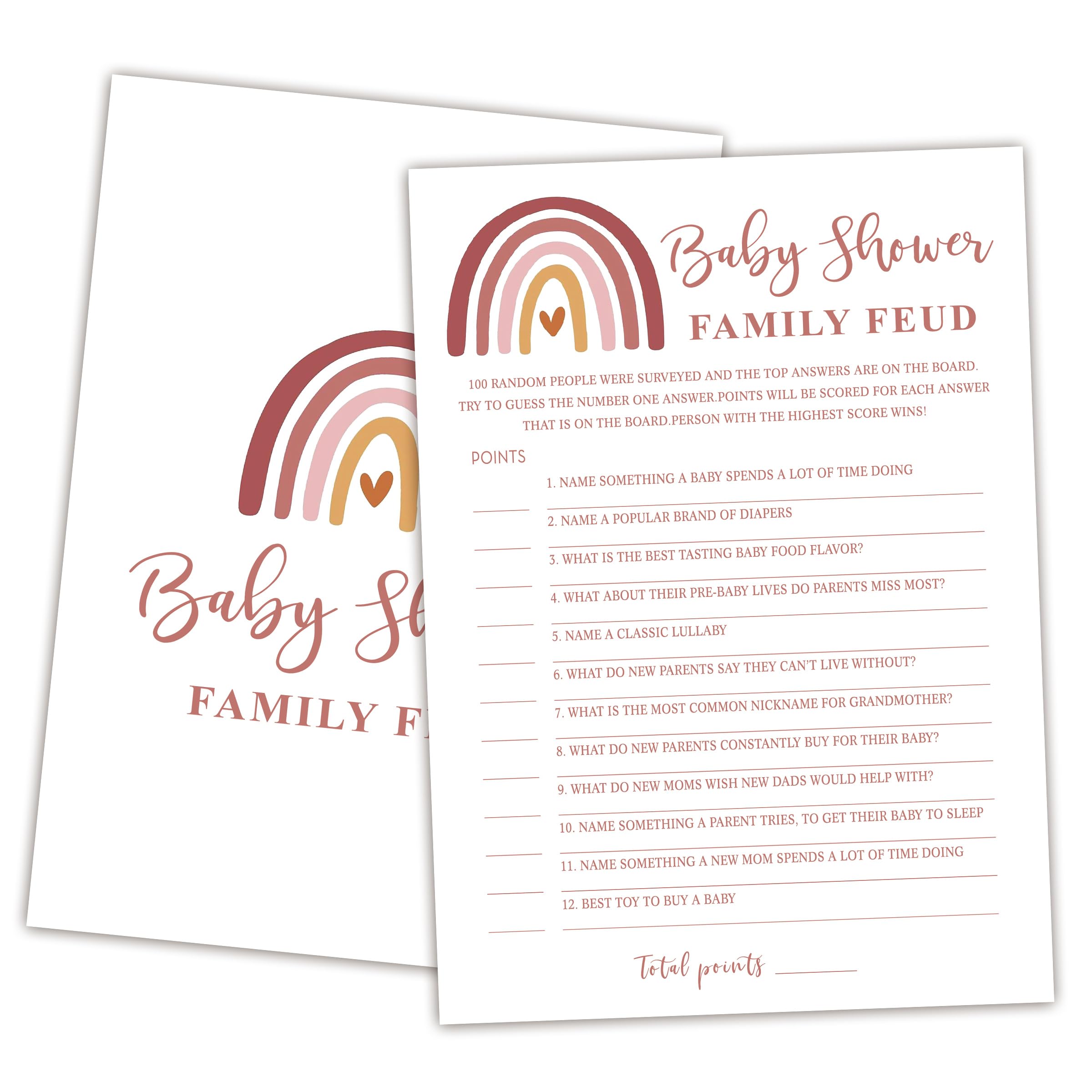 Family Feud Baby Shower Game - Pack Of 30 Cards, Answer Key, Boy & Girl Themed, Decorations & Supplies