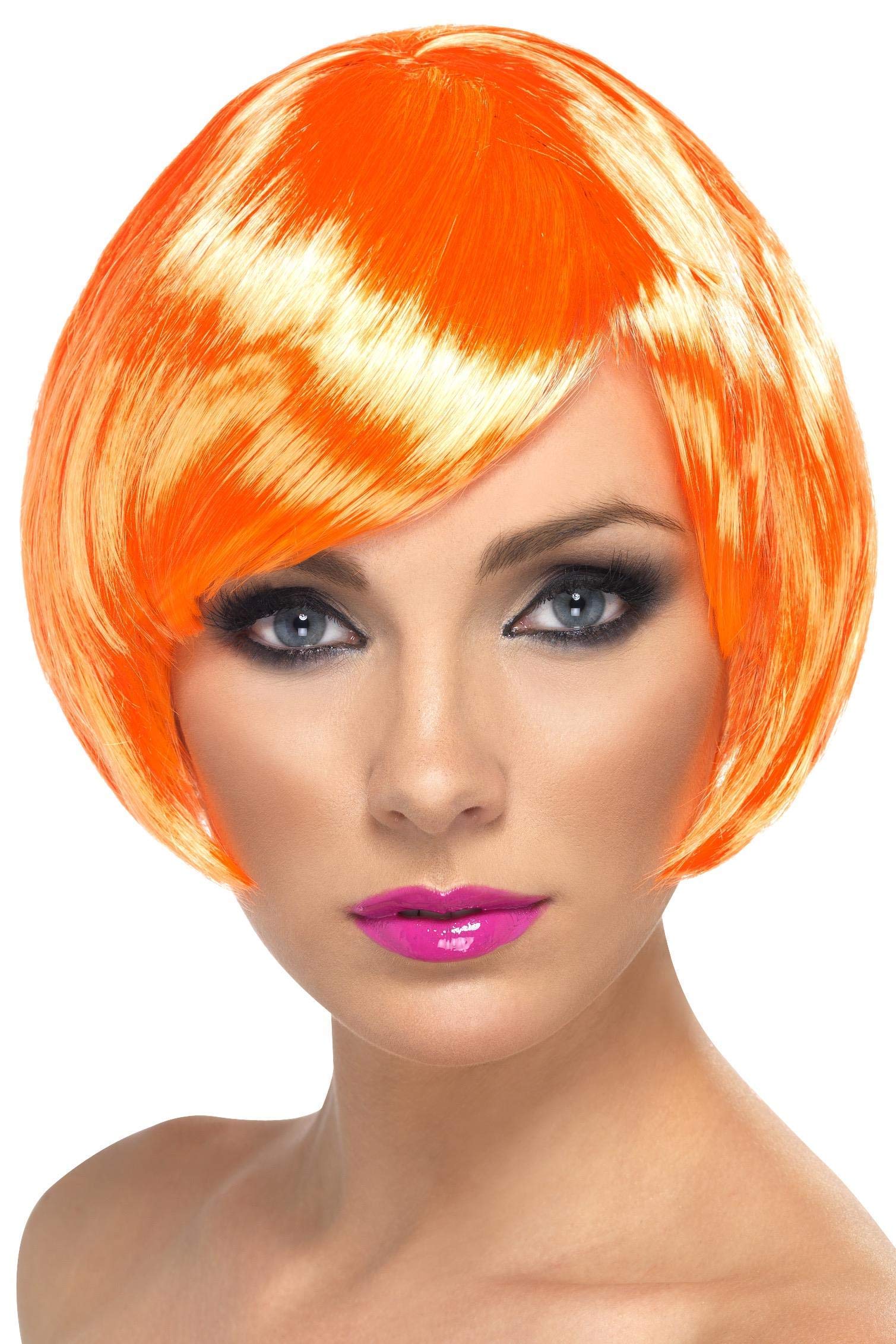 Smiffys Babe Wig, Fire Coral Short Bob with Fringe, Ladies Glamour Wigs Fancy Dress, Adult Dress Up Wigs โ image 1