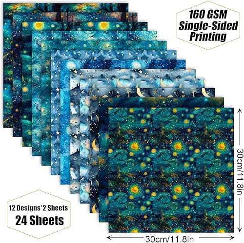 Miniatura 2 de Papel de álbum de recortes con patrón de galaxia, 12 x 12, 11.8 x 11.8 in, papel especial para álbumes de recortes, papel de cartulina para álbumes