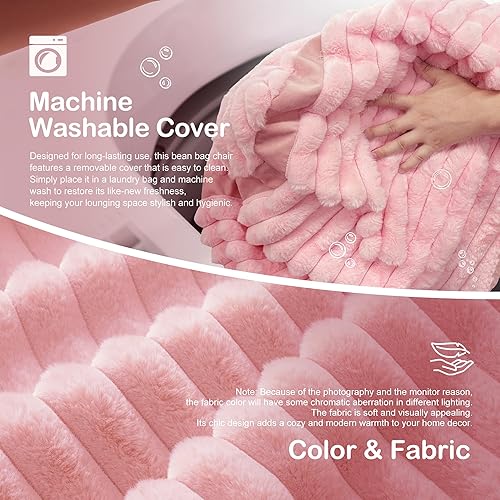 Miniatura 240 de HABUTWAY Puf gigante de 2 pies para adultos, con relleno de espuma viscoelástica, puf grande con funda de terciopelo holandés extraíble para sala de