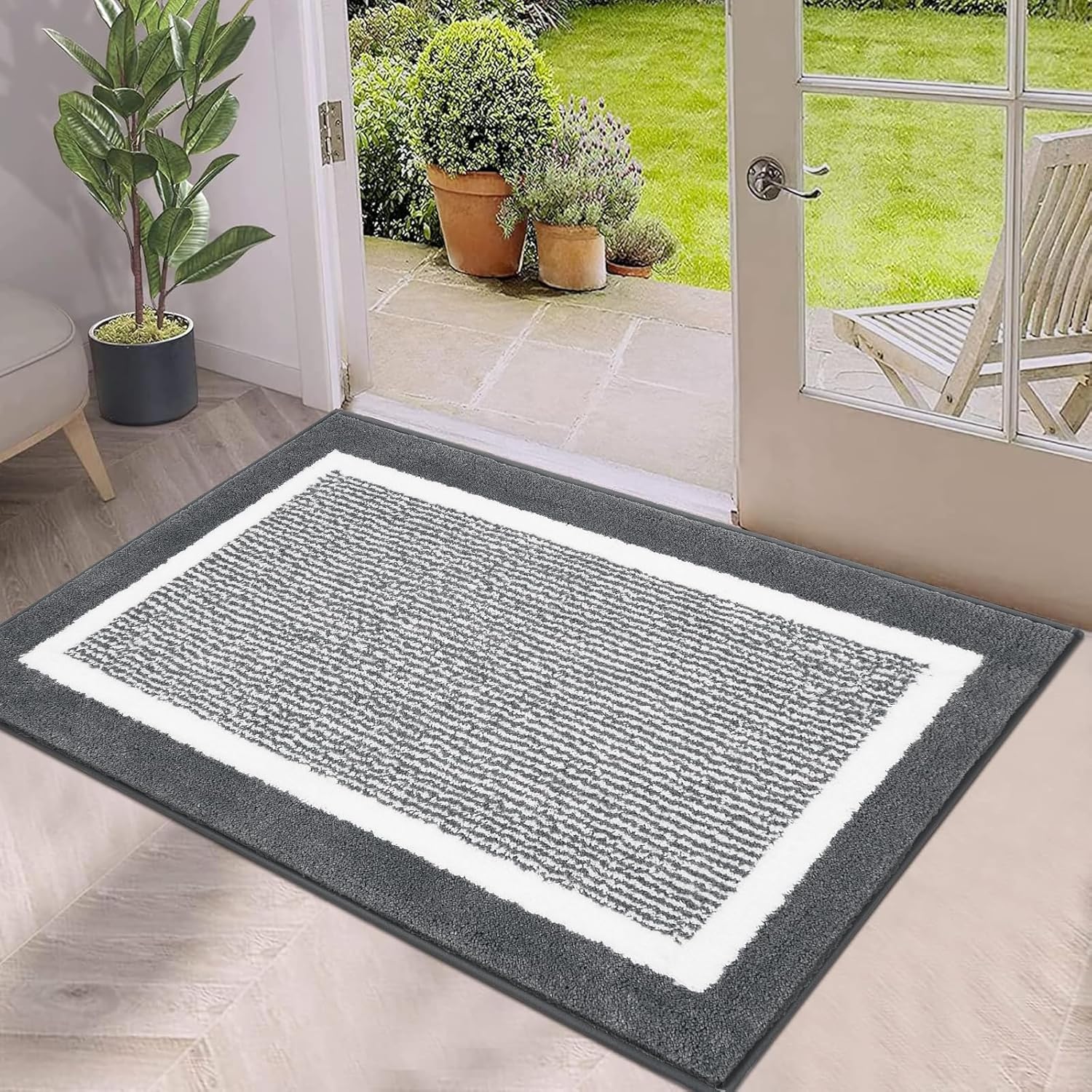 HEBE Indoor Outdoor Doormat 32"x48" Soft Absorbent Inside Door Mat Front Doormats Low Profile Entrance Mats for Dogs Non Slip Welcome Doormats for Entryway Kitchen Laundry Room 32"x48" Dark Grey