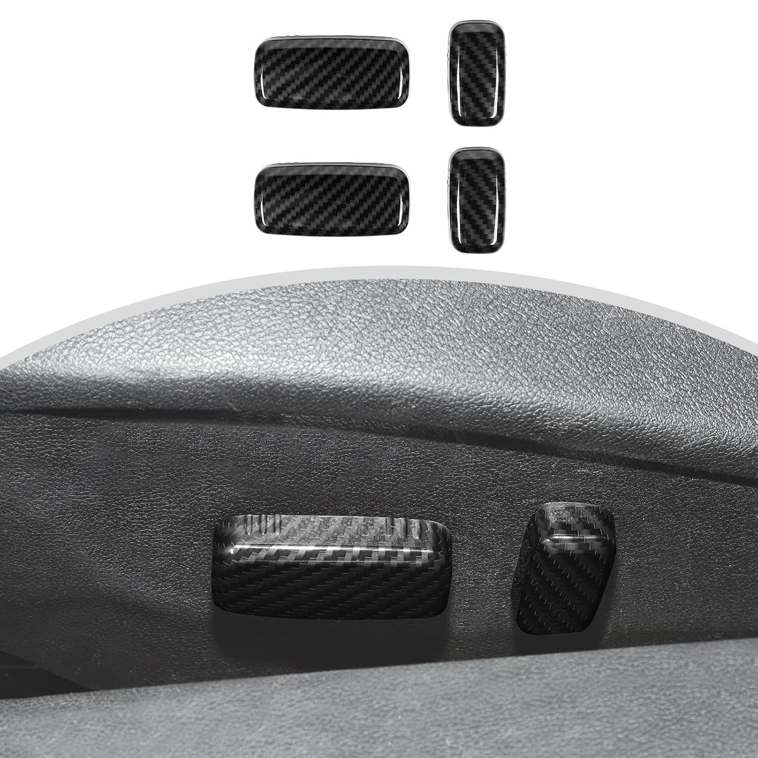 CheroCar Seat Adjusting Backrest Handle Button Switch Trim Cover Interior Decoration Accessories for 2010-2015 Chevrolet Camaro (Carbon Fiber)