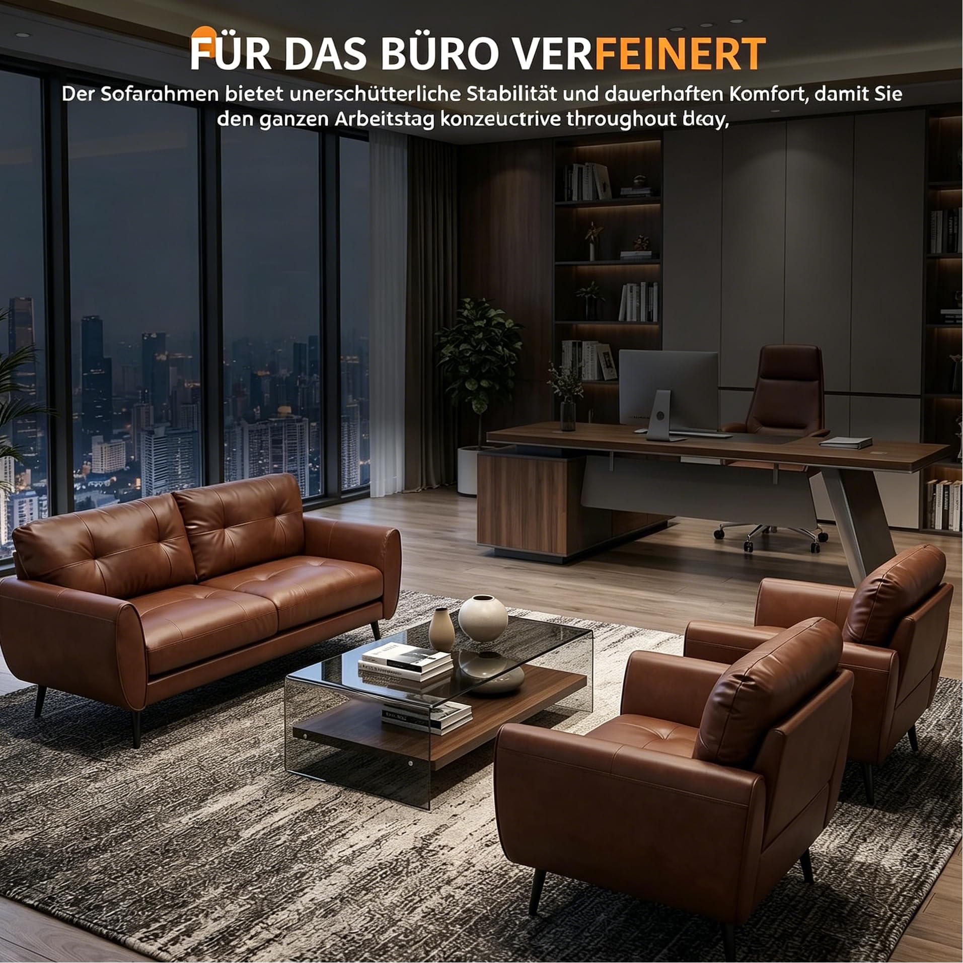 GRAVFORCE Sessel Wohnzimmer Ohrensessel Sessel mit Armlehnen Braun 2 | Prägunoserie Bequem und Modern Lesesessel Loungesessel Prägunoserie Einzelsofa Kunstleder