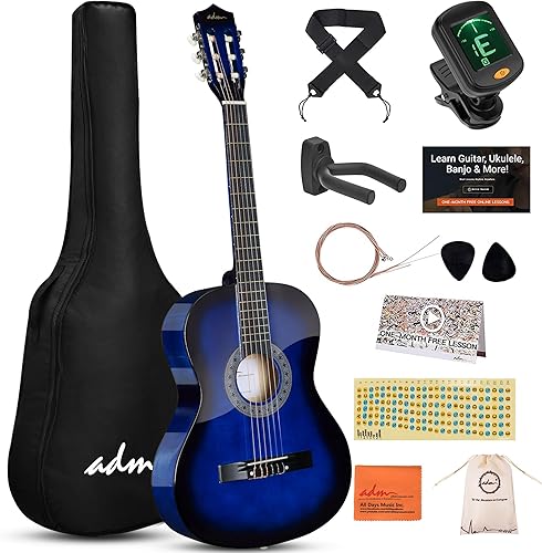 Vista 68 de ADM - Guitarra acústica para principiantes de 30 pulgadas, cuerdas de nailon, guitarra de madera para niños y estudiantes, lecciones en línea