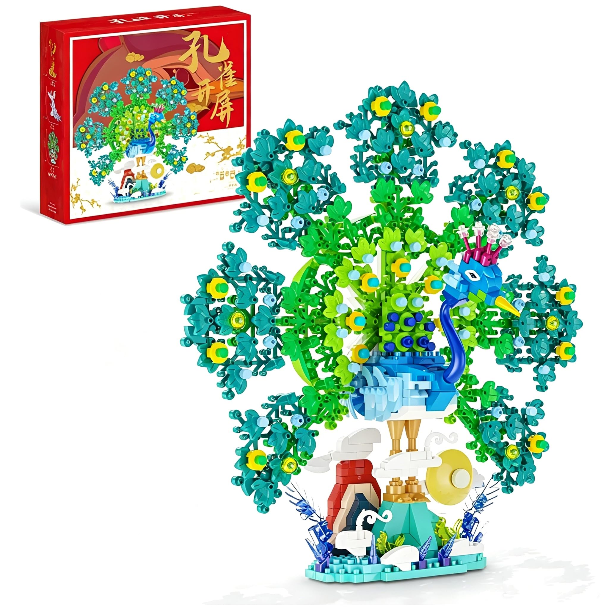 Peacock Building Block Set, 1087 PCS Mini Bird Animal Building Kits, STEM Micro Peacock Bird Animal Bricks Model Toys, Gifts for Adults and Teens