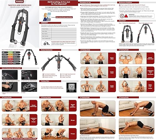 Miniatura 8 de Twister Arm Trainer, equipo de entrenamiento de pecho de potencia hidráulica 3 en 1 con ruedas de rodillo abdominal y ganchos, entrenador de brazo