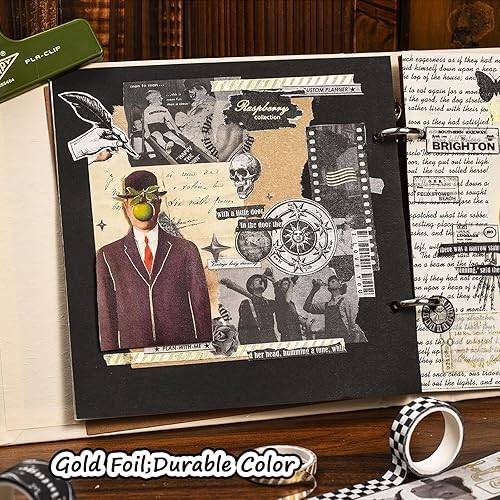 Miniatura 5 de RISYPISY Juego de 20 rollos de cinta washi de lámina dorada vintage (flor y planta)