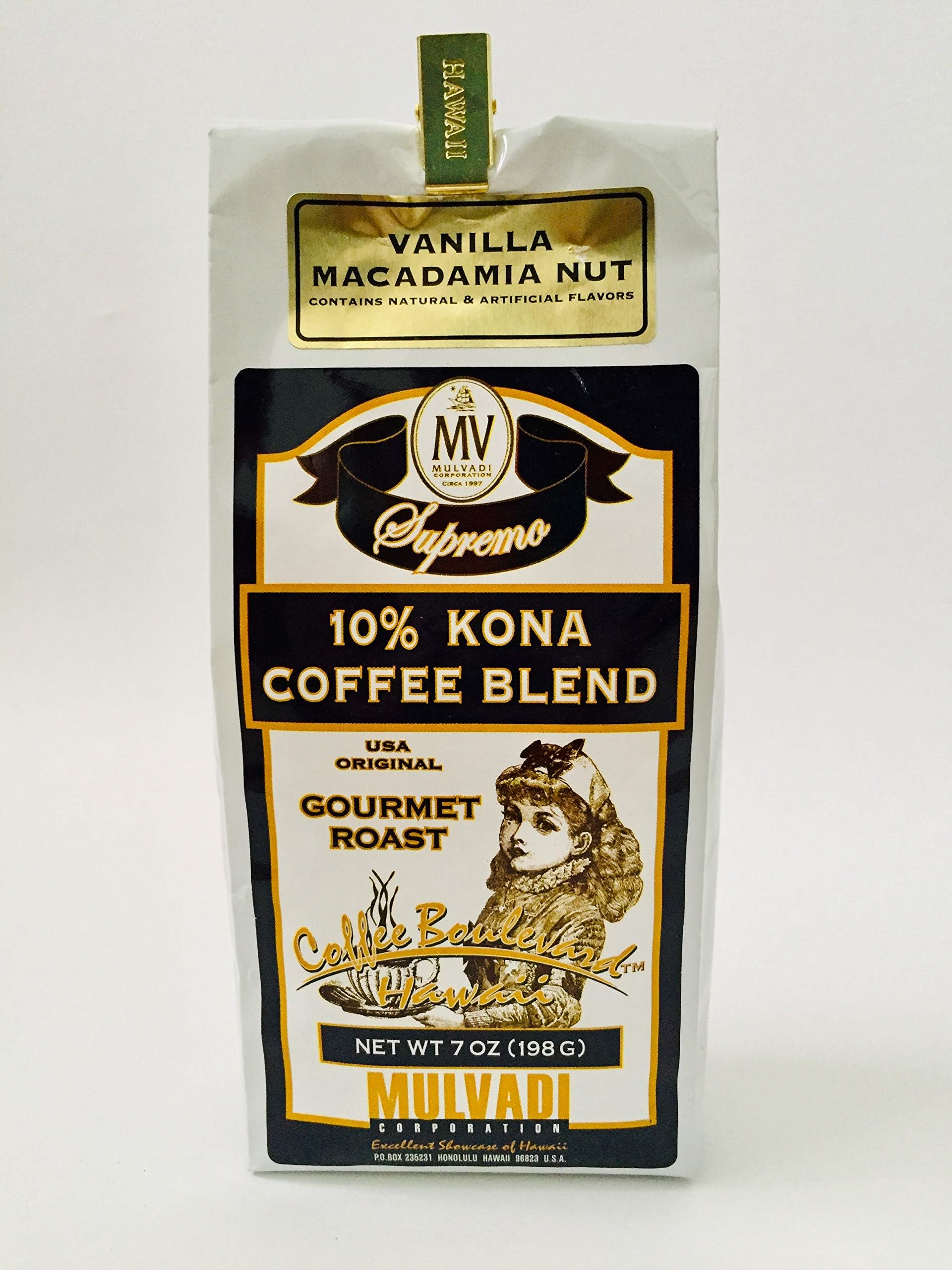 Mulvadi 10% Kona Coffee Blend from Hawaii (Vanilla Macadamia Nut)