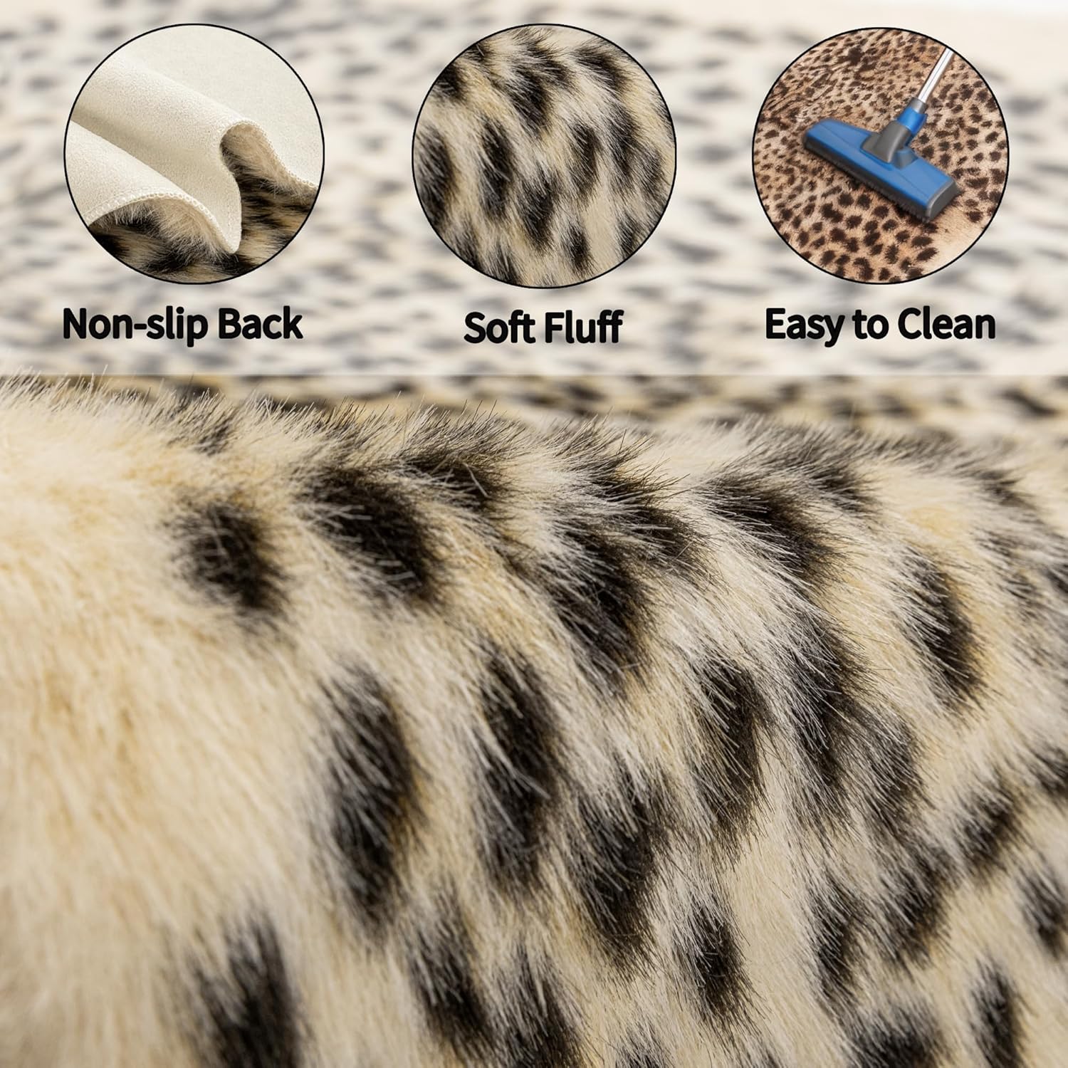 Cheetah Print Rug, Leopard Rug Faux Cowhide Animal Skin Fur Hide Cheetah Area Rug Carpet for Living Room Bedroom Western Decor 6.7 x 5.2ft