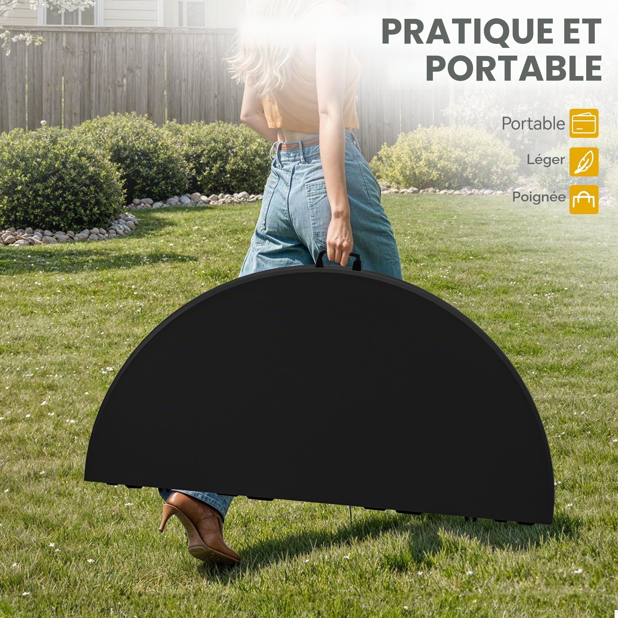 DWVO 122 cm Table Pliante Ronde, Table de Pique-Nique d'Extérieur Robuste