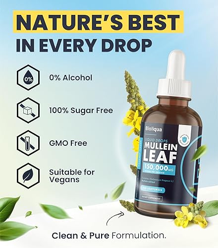 Miniatura 4 de Balance Bioliqua Gotas de gordolobo para pulmones  Alta resistencia de 150,000 mg por tintura de 4 fl oz  120 porciones a 1,250 mg por dosis