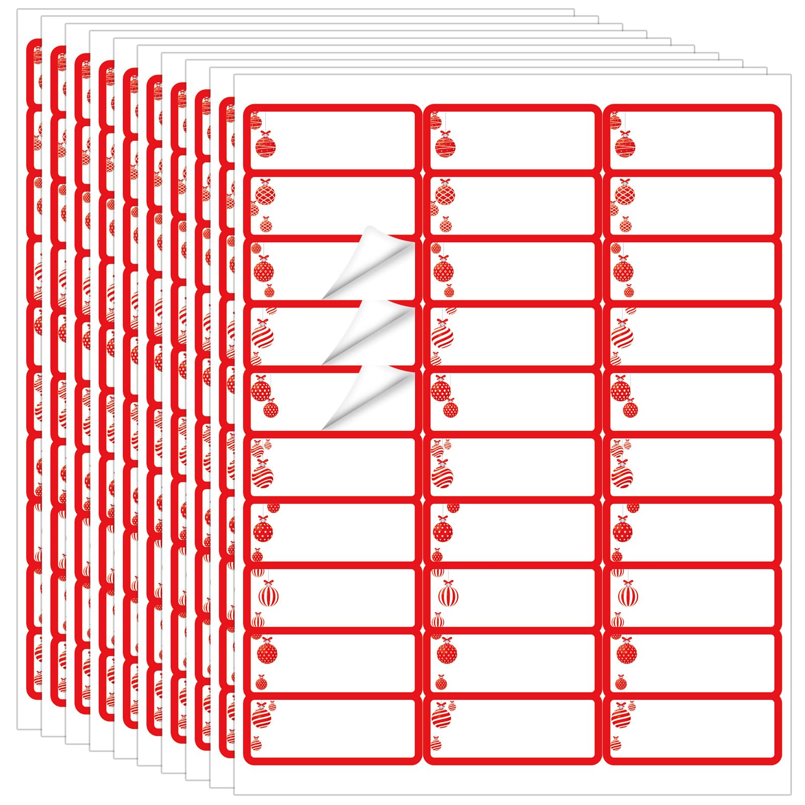 Spiareal 750 Pcs Labels Compatible with Printer, Christmas Ball, Red
