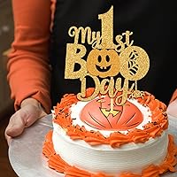 Vista 5 de My 1st Boo Day Cake Topper - Halloween/Baby Shower Party Decor - Fall Theme Happy 1st Birthday Supplies, Gold Glitter