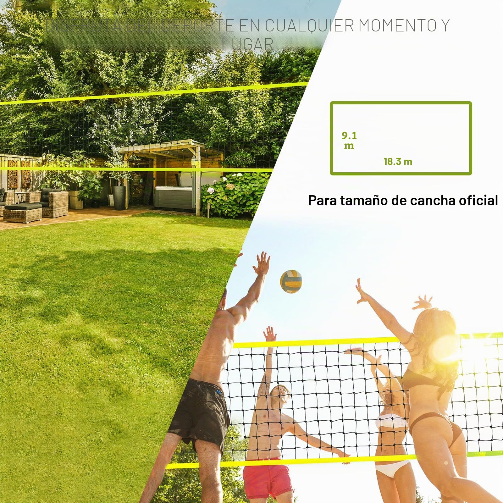 VEVOR Sistema de Red de Voleibol, Postes de Aluminio Unisex Adulto