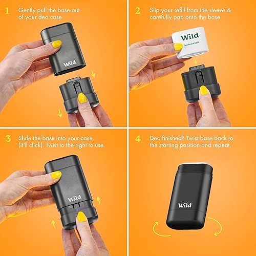 Miniatura 6 de Wild Kit de iniciación de desodorante recargable con estuche negro y recambio perfumado de miel y flor de cactus, 1.4 onzas, sin aluminio,