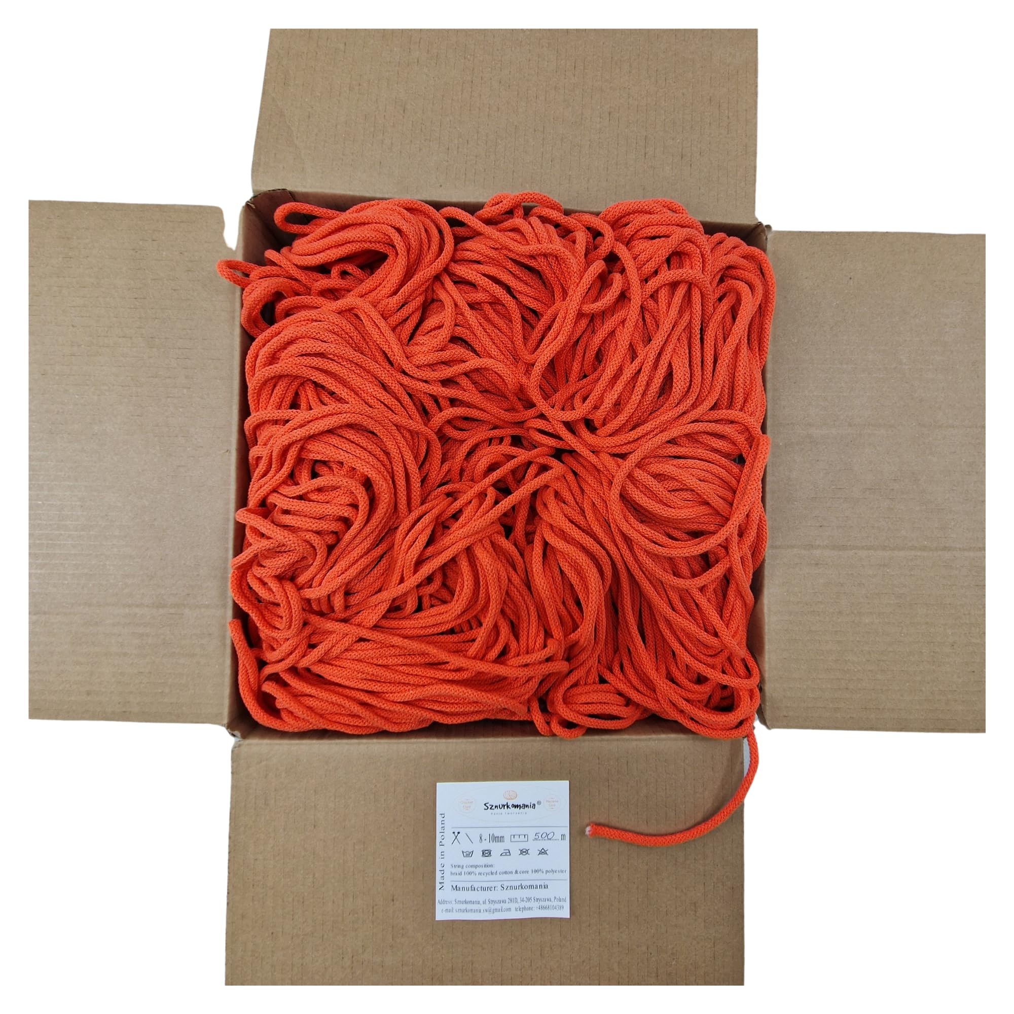 Cordón de algodón en una pieza de 5 mm, 500 m, 46 colores, cordón de macramé, hilo de algodón, cordón de algodón trenzado de 5 mm con núcleo, cordón de ganchillo, cuerda de macramé (naranja)