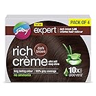 Godrej Expert Rich Crème Hair Colour Shade 4.06 DARK BROWN, Pack of 4 80g+80ml