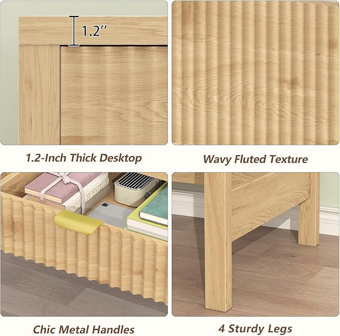 Escritorio Compacto con 2 Cajones 100x40cm Roble miniatura 6