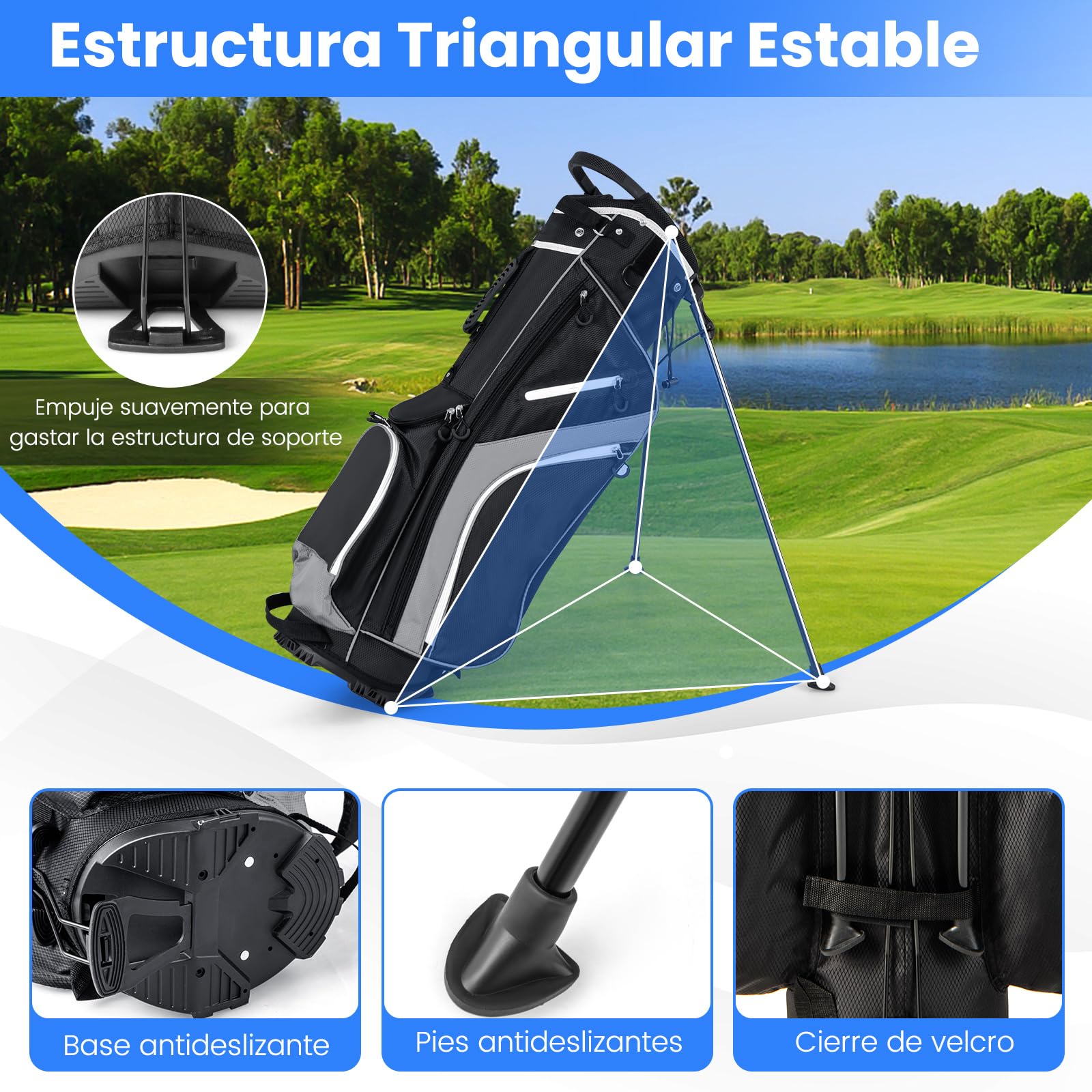 COSTWAY Bolsa Golf 14 Divisores, 6 Bolsillos, Correa Doble, Capucha Lluvia, 2,3 Kg