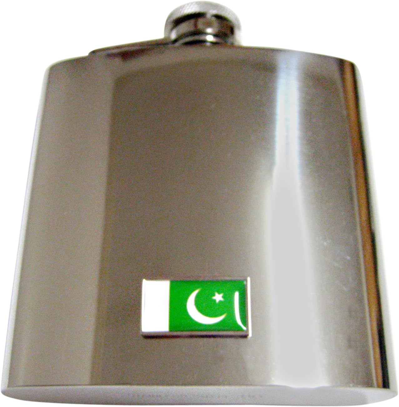 Kiola Designs Thin Bordered Pakistan Flag Pendant 6 Oz. Stainless Steel Flask